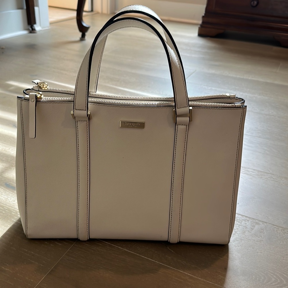 Kate Spade cream tote with long adjustable strap